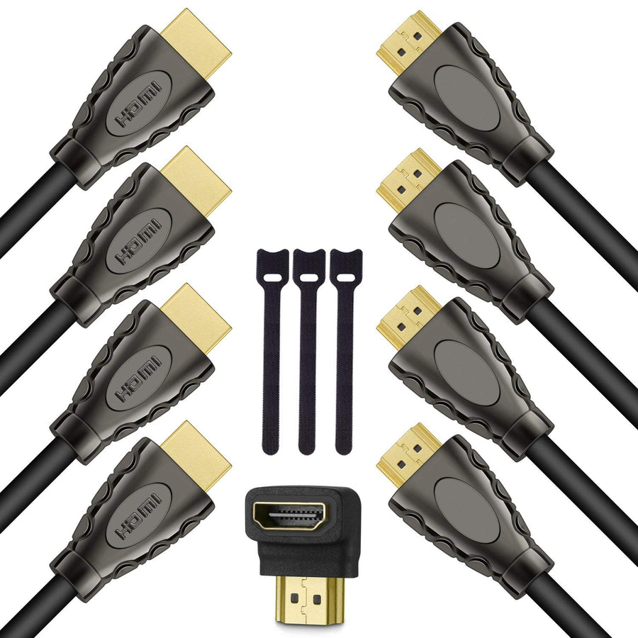 4K HDMI 2.0 Cables - 4 Pack, Bonus Adapter and Cable Ties